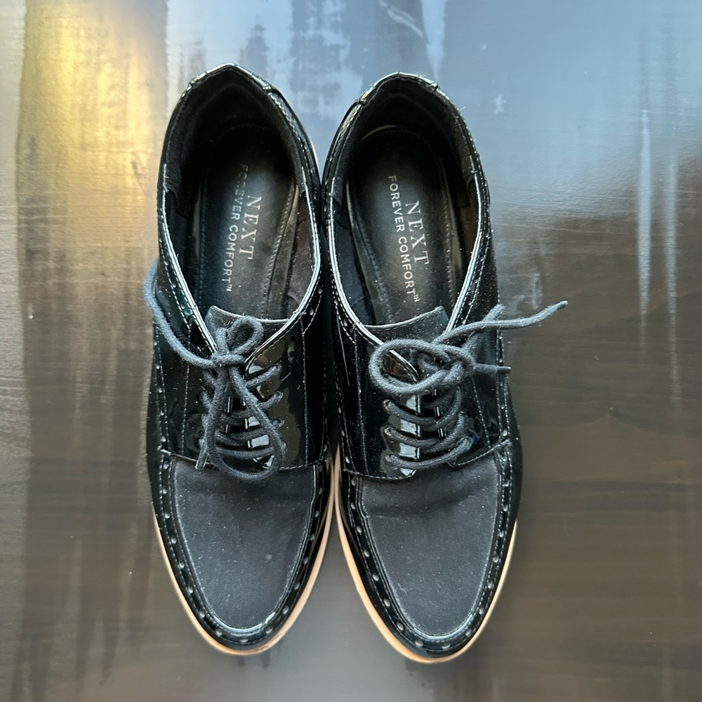 NEXT Forever Comfort Black Brogue Detail Chunky Sole Lace Up Loafer Shoes Size 5 - Picture 10 of 12